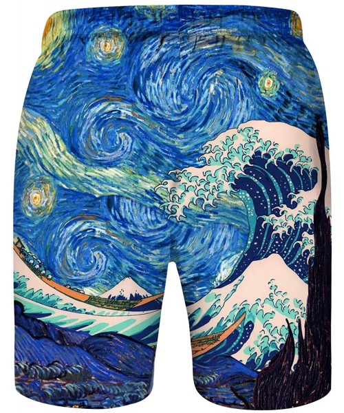 Trunks Men's Swim Trunks Quick Dry 3D Print Beach Shorts Swimwear with Pockets Mesh Lining - Van Gogh - CE1965C3I46