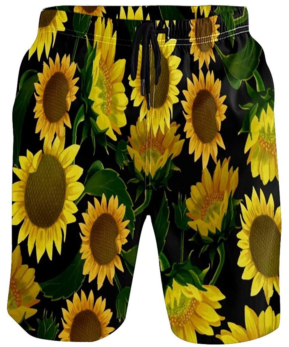 Board Shorts Men's Swim Trunks Realistic Sun Flowers Beach Pants Beach Board Shorts - CA19DESKU95