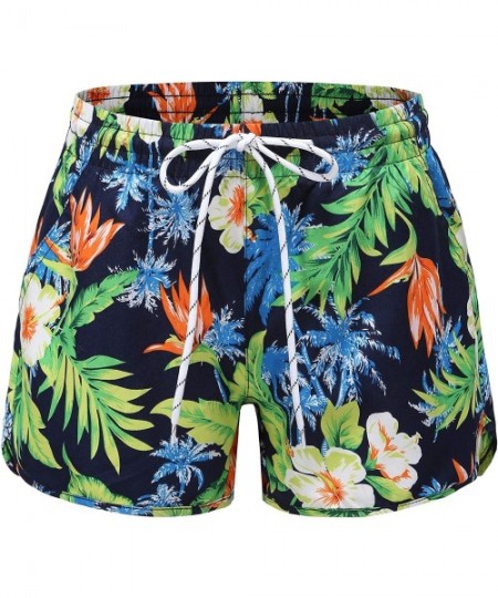 Board Shorts Women's Printed Quick Dry Board Shorts Beach Hawaiian Swimwear Trunks - Navy (6614) - CB18WRAS2H5