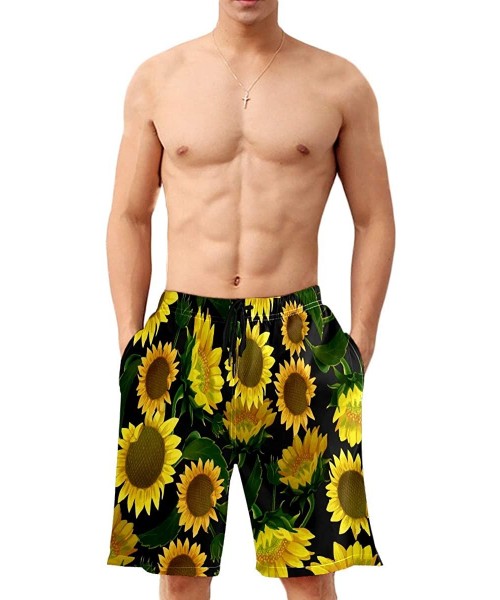 Board Shorts Men's Swim Trunks Realistic Sun Flowers Beach Pants Beach Board Shorts - CA19DESKU95