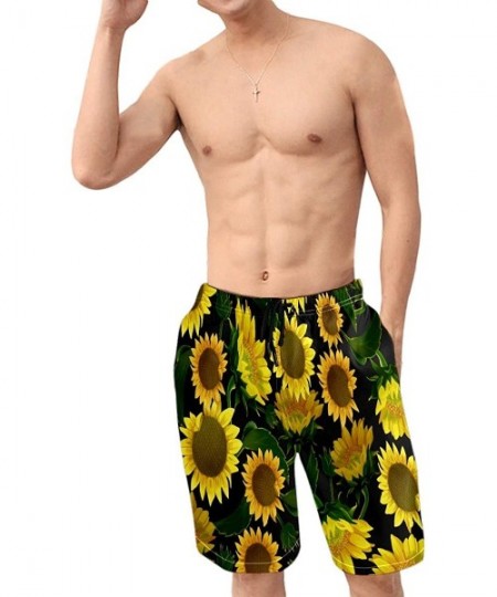 Board Shorts Men's Swim Trunks Realistic Sun Flowers Beach Pants Beach Board Shorts - CA19DESKU95