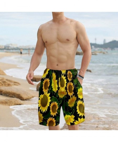 Board Shorts Men's Swim Trunks Realistic Sun Flowers Beach Pants Beach Board Shorts - CA19DESKU95