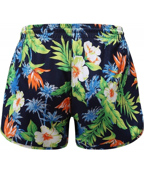 Board Shorts Women's Printed Quick Dry Board Shorts Beach Hawaiian Swimwear Trunks - Navy (6614) - CB18WRAS2H5