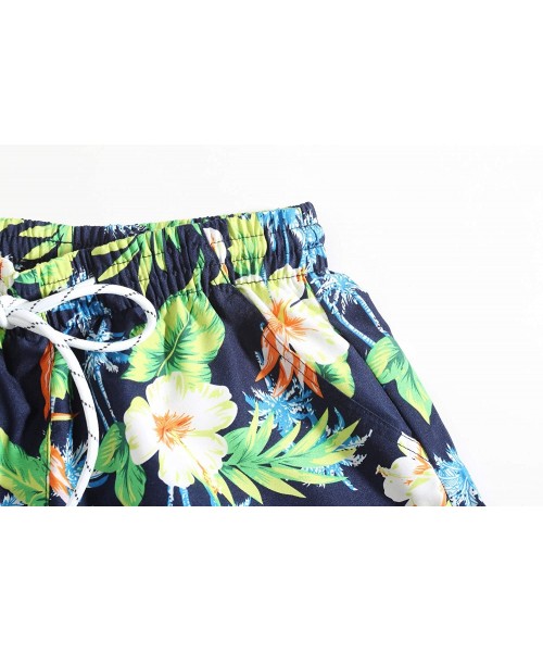 Board Shorts Women's Printed Quick Dry Board Shorts Beach Hawaiian Swimwear Trunks - Navy (6614) - CB18WRAS2H5