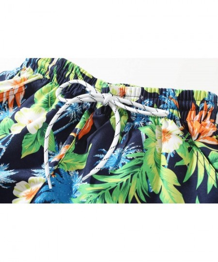 Board Shorts Women's Printed Quick Dry Board Shorts Beach Hawaiian Swimwear Trunks - Navy (6614) - CB18WRAS2H5