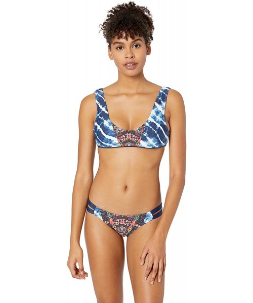 Tankinis Women's Low Rider Mid Rise Bikini Bottom Swimsuit - Athena Navy Print - CF18ICAOXTT