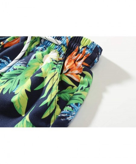 Board Shorts Women's Printed Quick Dry Board Shorts Beach Hawaiian Swimwear Trunks - Navy (6614) - CB18WRAS2H5