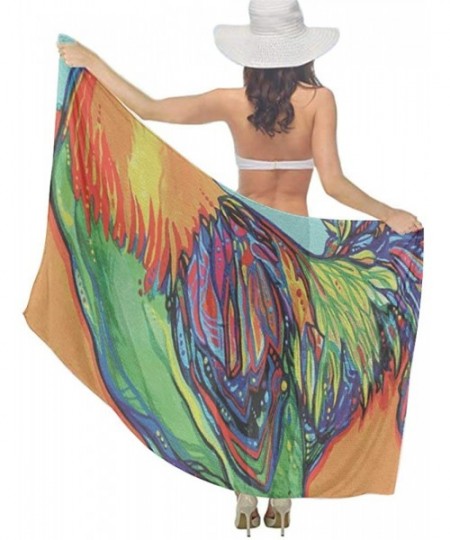 Cover-Ups Women Fashion Shawl Wrap Summer Vacation Beach Towels Swimsuit Cover Up - Art Rooster Cock - CQ190HK3KY7