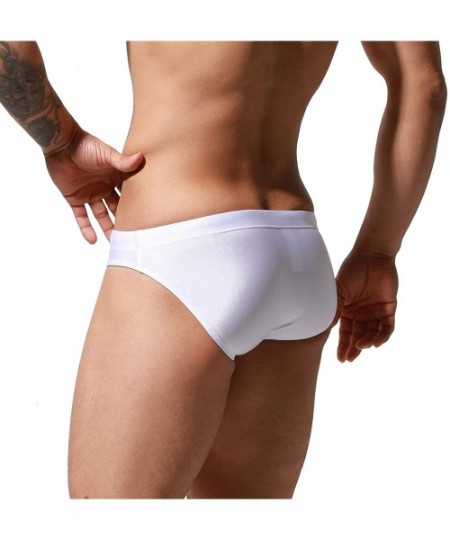 Briefs Men's Tight Swim Briefs Swimming Fashion Tag Sunbath Bikini Swimwear - White - CY1994EMNNT