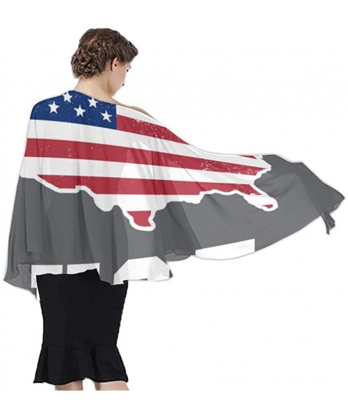 Cover-Ups Women Fashion Shawl Wrap Summer Vacation Beach Towels Swimsuit Cover Up - American Flag Patriotic Usa Map Grey - C9...