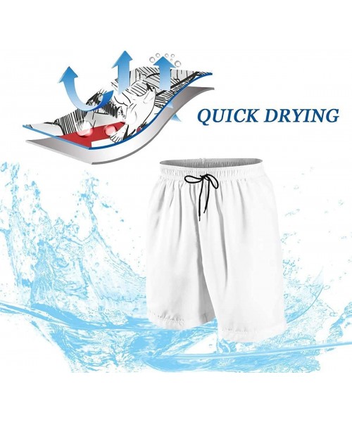 Trunks Man's Summer Personality Quick Dry Beach Drawstring Swim Trunks-Alice Cooper - White - CJ19E9KHYMX