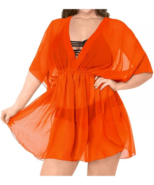 Cover-Ups Cover Ups for Swimwear Women Chiffon Blouse Sheer Swim Bathing Suit B - Summer Orange_i754 - C5184TXKURY