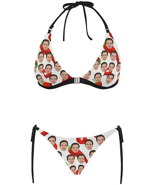 Sets YesCustom Chili Men Husband Boyfriend Face Sexy Halter Bikini Swimsuit (Front Buckle) for Women - Design3 - C0190E98XIZ