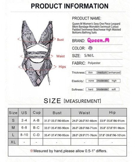 One-Pieces Women's Sexy One Piece Leopard Bikini Bandage Monokini Swimsuit Cutout Padded Swimwear Beachwear Bathing Suits - W...