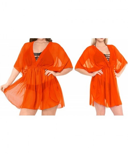 Cover-Ups Cover Ups for Swimwear Women Chiffon Blouse Sheer Swim Bathing Suit B - Summer Orange_i754 - C5184TXKURY