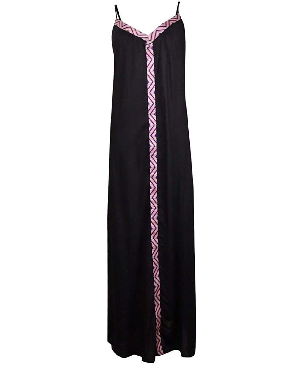 Cover-Ups Women's Embroidered Maxi Dress Coverup - Black - C317YDKYU5G