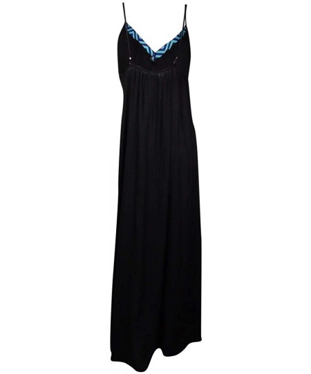 Cover-Ups Women's Embroidered Maxi Dress Coverup - Black - C317YDKYU5G