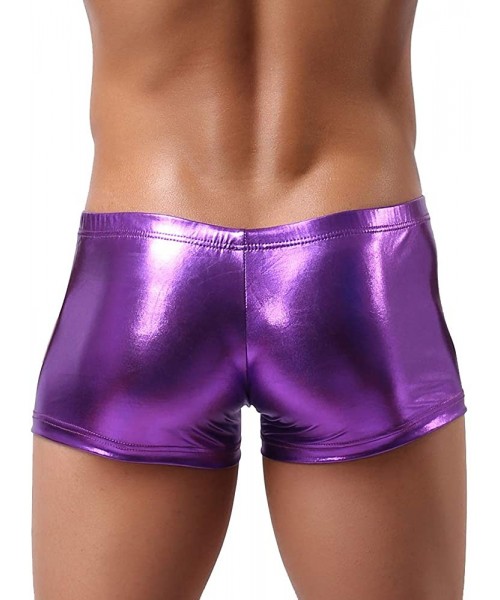 Briefs Men's Metallic Contour Bikini Boxer Underwear - Purple - C918R8CDS5S