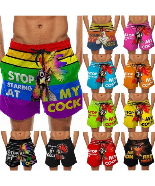 Board Shorts Men's Swim Casual Drawstring Special Funny Cock Print Quick Dry Beer Festival Beach Shorts Elastic Waist Trouser...