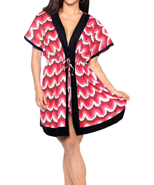 Cover-Ups Womens One Size Loose Beach Kimono Cover Ups Cardigan Tops Solid Plain - Spooky Red_d146 - CO12GITYQ5D