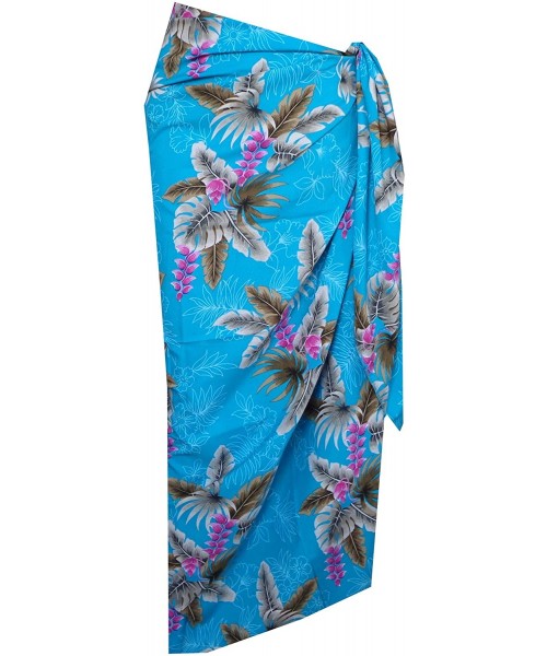 Cover-Ups Sarong Wraps for Women Allover Leaf Beach Swimsuit Wrap for Women Girls Mens - Turquoise - C418ZZEAR27