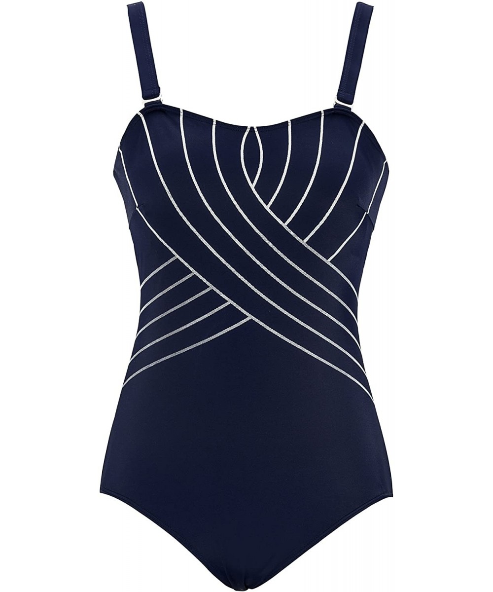 One-Pieces Women's One Piece Tummy Control Swimsuit Ladies Vintage Slimming Monokini - Blue - CG18NW727NL