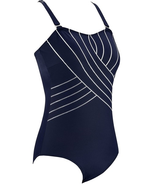 One-Pieces Women's One Piece Tummy Control Swimsuit Ladies Vintage Slimming Monokini - Blue - CG18NW727NL