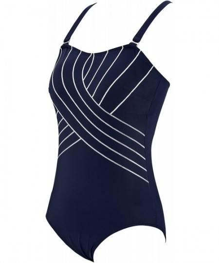 One-Pieces Women's One Piece Tummy Control Swimsuit Ladies Vintage Slimming Monokini - Blue - CG18NW727NL