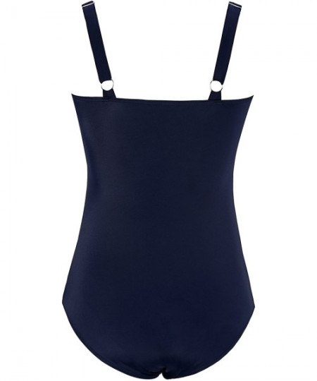 One-Pieces Women's One Piece Tummy Control Swimsuit Ladies Vintage Slimming Monokini - Blue - CG18NW727NL