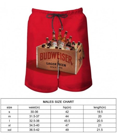 Board Shorts Budweiser Beer Label Cool Swim Trunks Quick Dry Casual Hawaiian Mesh Lining Beach Board Shorts with Pockets - Bu...