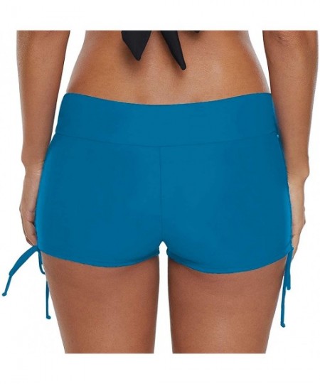 Bottoms Women Swim Shorts Boyshorts Bathing Suit Tankini Bottoms Stretch High Waist Sports Boards Shorts - Blue(tie Side) - C...