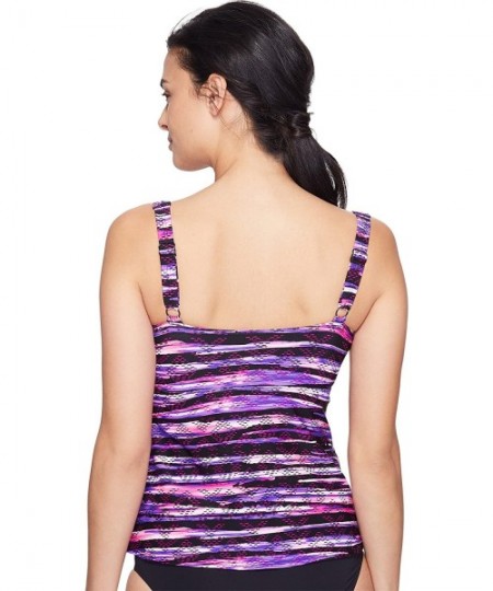 Racing Women's Bellvue Stripe Twisted Tankini Bra - Black/Purple - C112KV9EJP3