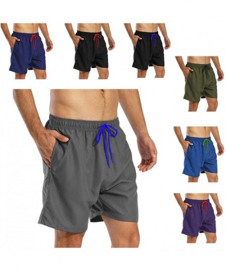 Trunks Men's Swim Trunks Quick Dry Beach Shorts Bathing Suits with Pockets - C-gray - CP18XRWCR7X