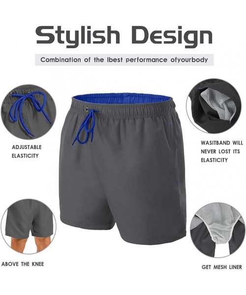 Trunks Men's Swim Trunks Quick Dry Beach Shorts Bathing Suits with Pockets - C-gray - CP18XRWCR7X