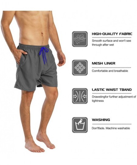 Trunks Men's Swim Trunks Quick Dry Beach Shorts Bathing Suits with Pockets - C-gray - CP18XRWCR7X