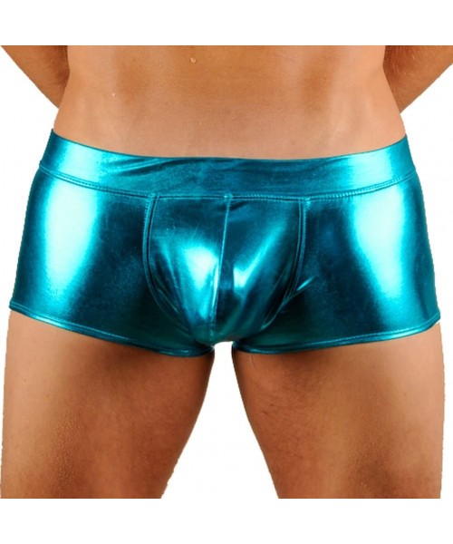 Racing Mens New Solid Hot Body Boxer Swimsuit - Liquid Turquoise - CT1156QNE2V