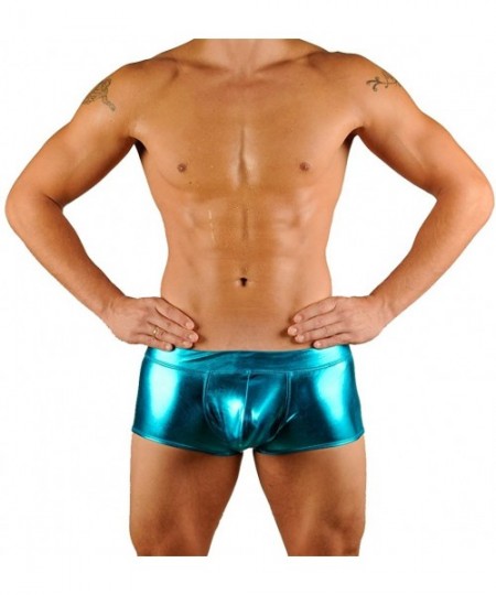 Racing Mens New Solid Hot Body Boxer Swimsuit - Liquid Turquoise - CT1156QNE2V