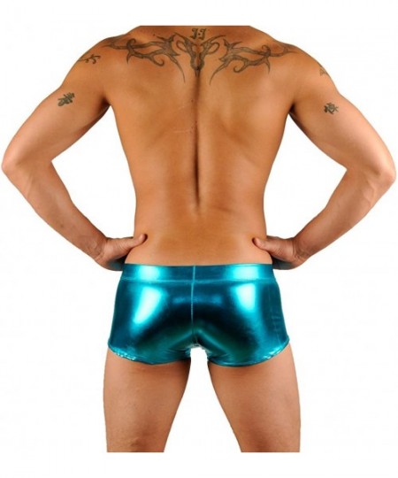 Racing Mens New Solid Hot Body Boxer Swimsuit - Liquid Turquoise - CT1156QNE2V