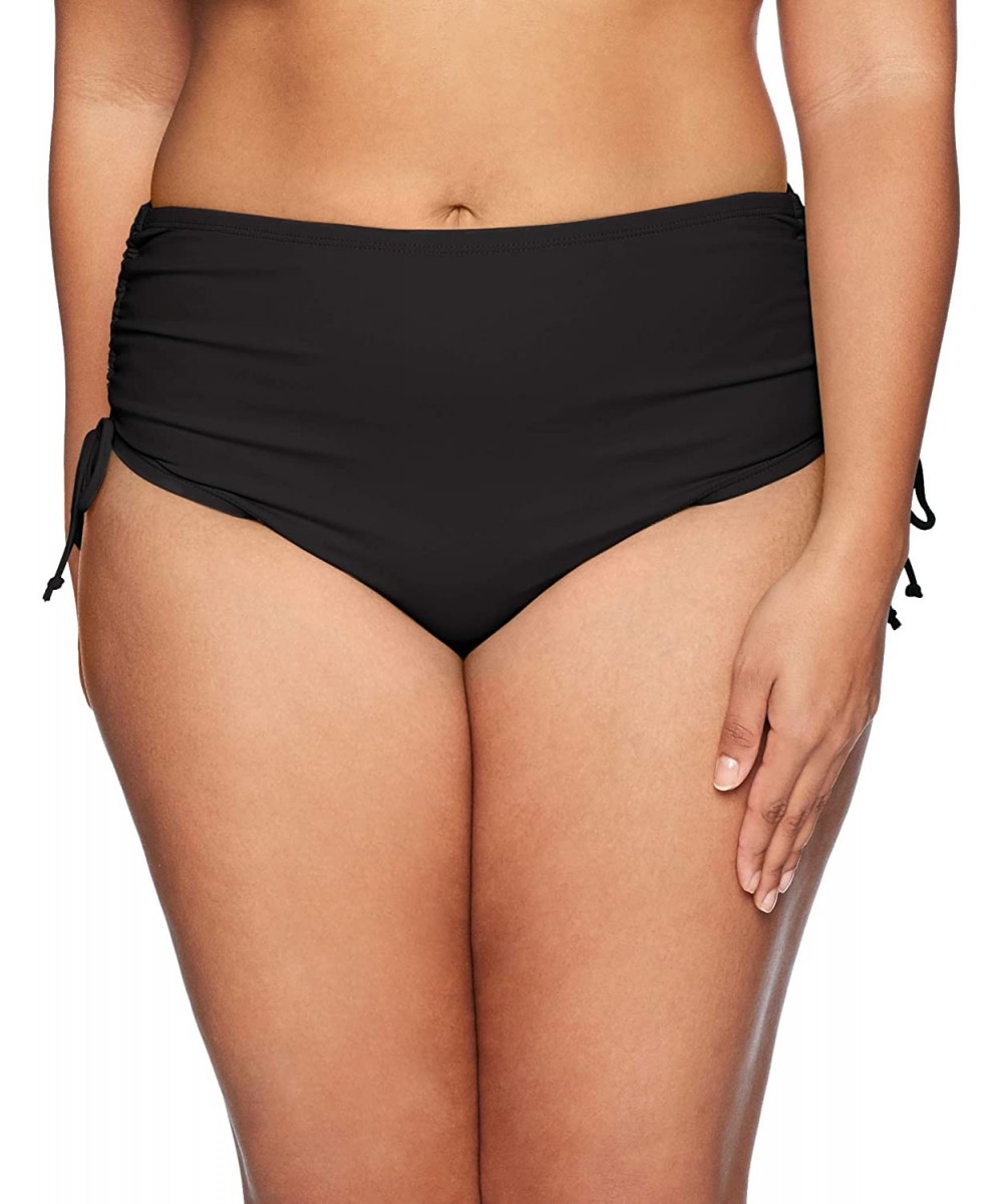 Bottoms Women's Plus-Size Hayden High Waisted Bikini Swimsuit Bottom with Adjustable Side Ties - Paloma Beach Black - CT186I0...