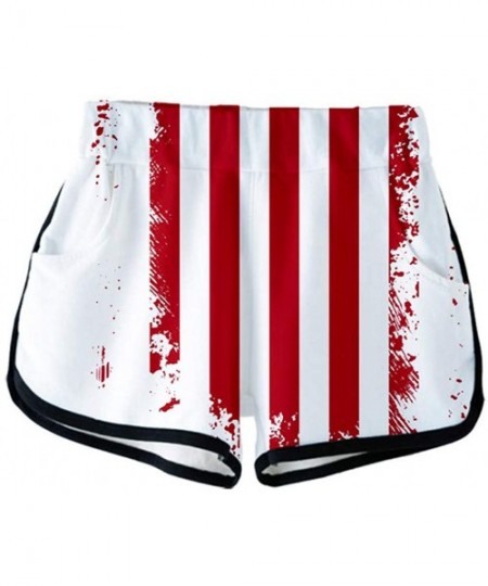 Board Shorts Women's American Flag Printed Shorts with Drawstring July 4th American Flag Patriotic Shorts with Pockets - B-re...