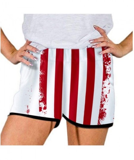 Board Shorts Women's American Flag Printed Shorts with Drawstring July 4th American Flag Patriotic Shorts with Pockets - B-re...