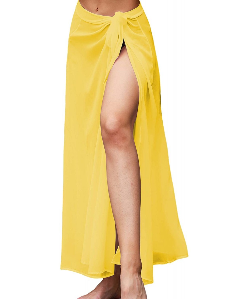 Cover-Ups Women's Sarong Swimsuit Cover Up Beach Wraps Skirts Bikini Coverup for Summer - Yellow - CB1998AGE0Y