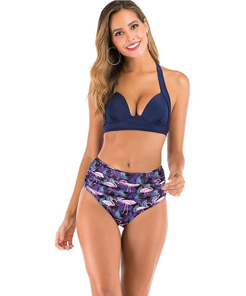 Sets Two Piece Swimsuits for Women Sexy High Waisted Bikini Set Bathing Suits - Blue2 - C9196UNGNZ7