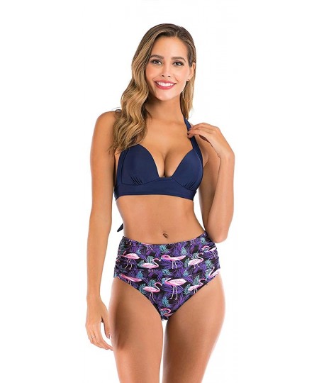 Sets Two Piece Swimsuits for Women Sexy High Waisted Bikini Set Bathing Suits - Blue2 - C9196UNGNZ7