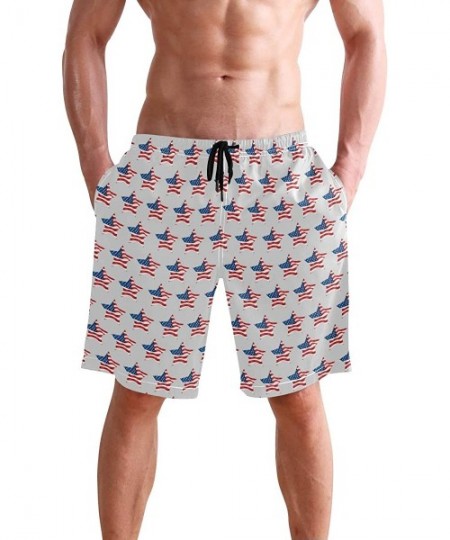 Board Shorts Men's Quick Dry Swim Trunks with Pockets Beach Board Shorts Bathing Suits - Patriotic American Flag Usa Stars - ...