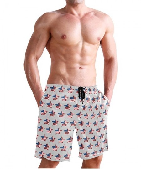 Board Shorts Men's Quick Dry Swim Trunks with Pockets Beach Board Shorts Bathing Suits - Patriotic American Flag Usa Stars - ...