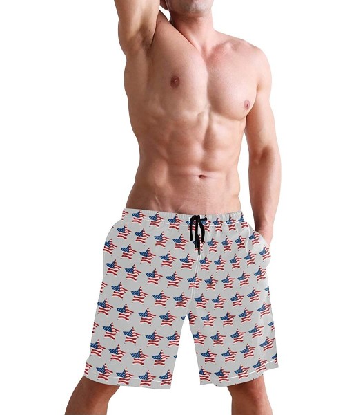 Board Shorts Men's Quick Dry Swim Trunks with Pockets Beach Board Shorts Bathing Suits - Patriotic American Flag Usa Stars - ...