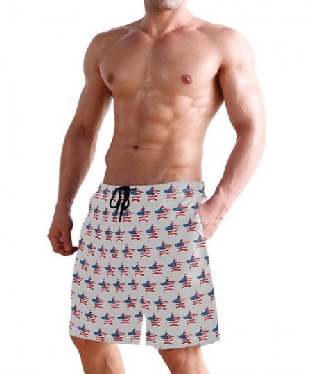 Board Shorts Men's Quick Dry Swim Trunks with Pockets Beach Board Shorts Bathing Suits - Patriotic American Flag Usa Stars - ...