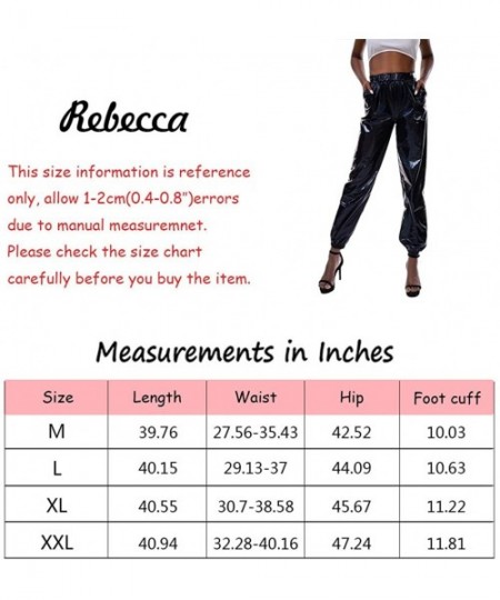 Sets Women's Metallic Shiny Jogger Pants Holographic Hip Hop Sweatpant Tap. - Black - CQ18Z3NXXKE