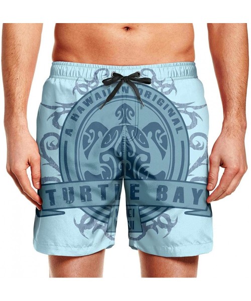 Board Shorts Men's Sportwear Quick Dry Board Shorts Happy World Teeth Day Swim Trunks - Hawaiian Bay Turtle - CN18QYDGEXA